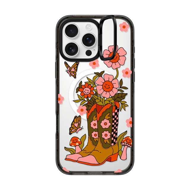 Kira Cyan x CASETiFY iPhone 16 Pro Max ケース ブラック インパクトリングスタンドケース MagSafe対応 Cowgirl Florals