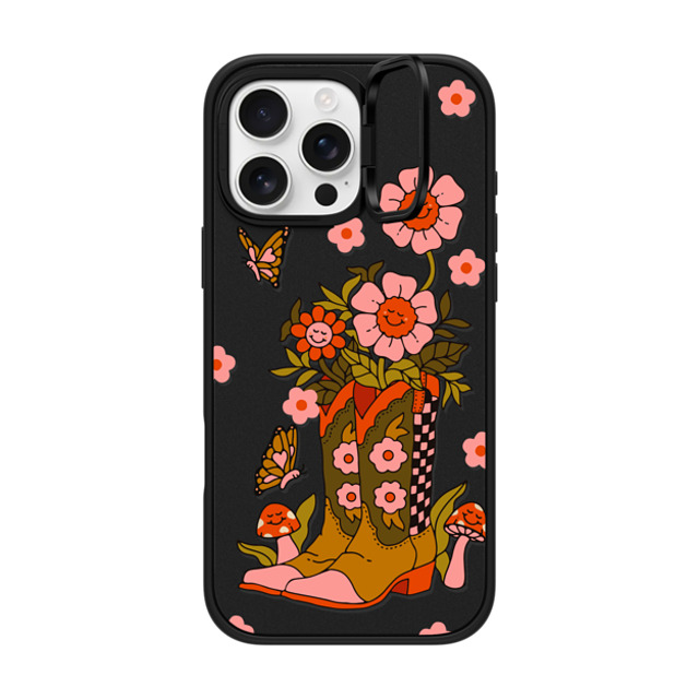 Kira Cyan x CASETiFY iPhone 16 Pro Max ケース マットブラック インパクトリングスタンドケース MagSafe対応 Cowgirl Florals