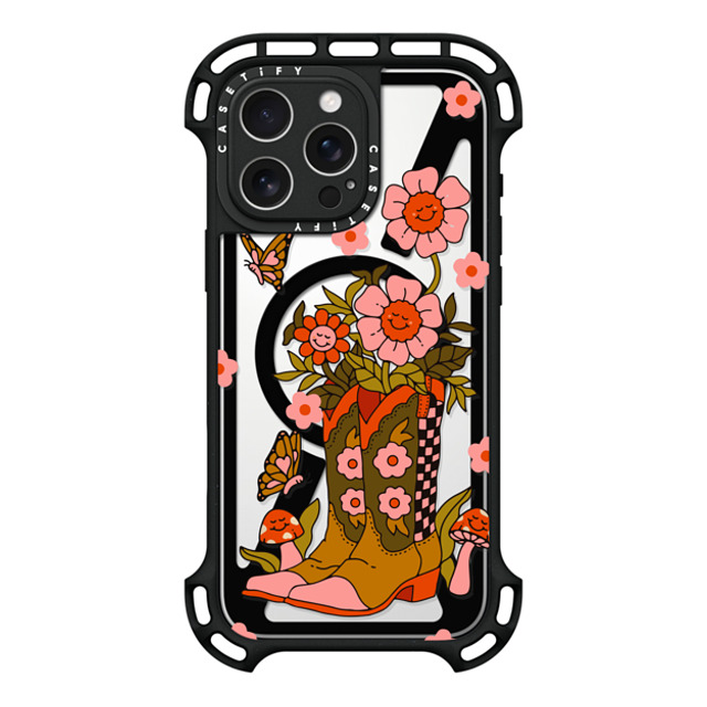 Kira Cyan x CASETiFY iPhone 16 Pro Max ケース ブラック ウルトラ バウンスケース MagSafe対応 Cowgirl Florals