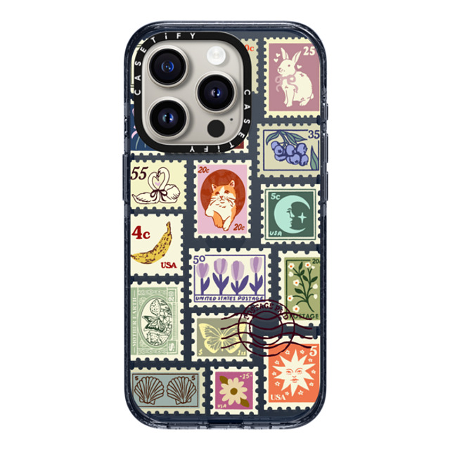 Kira Cyan x CASETiFY iPhone 15 Pro ケース Classic Blue インパクトケース Stamp Collection