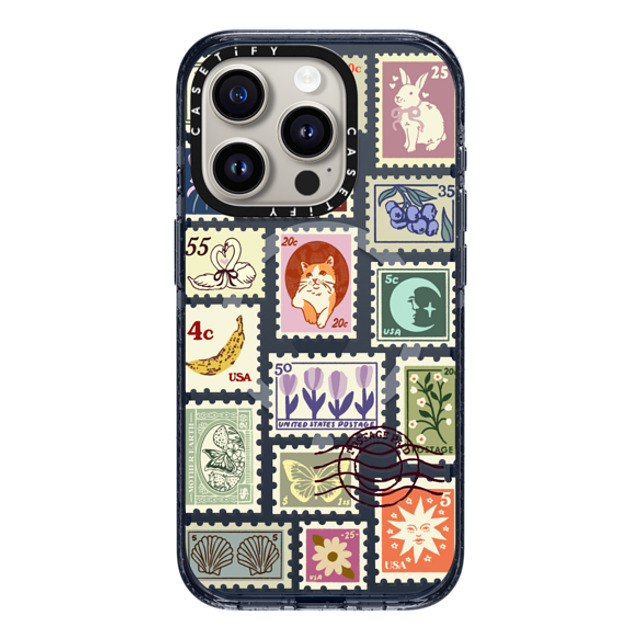 Kira Cyan x CASETiFY iPhone 15 Pro ケース Classic Blue インパクトケース MagSafe対応 Stamp Collection