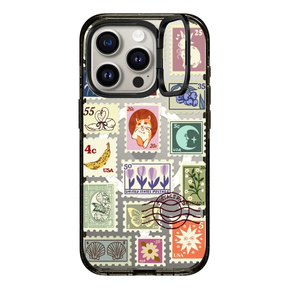 Impact Ring Stand iPhone 15 Pro Case MagSafe Compatible - Stamp Collection