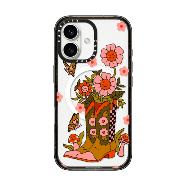 Kira Cyan x CASETiFY iPhone 16 ケース ブラック インパクトケース MagSafe対応 Cowgirl Florals