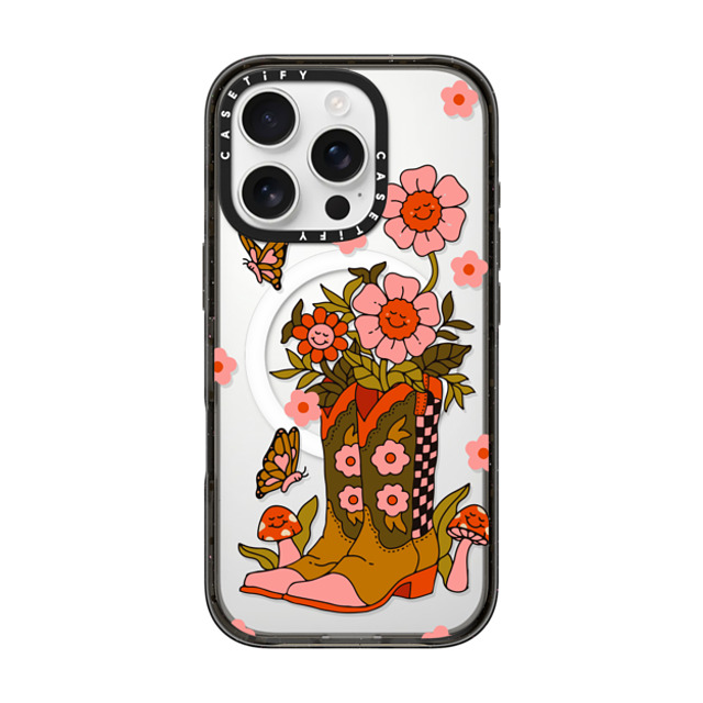 Kira Cyan x CASETiFY iPhone 16 Pro ケース ブラック インパクトケース MagSafe対応 Cowgirl Florals