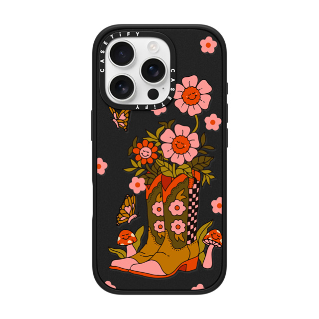 Kira Cyan x CASETiFY iPhone 16 Pro ケース マットブラック インパクトケース Cowgirl Florals