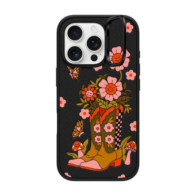 Kira Cyan x CASETiFY iPhone 16 Pro ケース マットブラック インパクトリングスタンドケース MagSafe対応 Cowgirl Florals