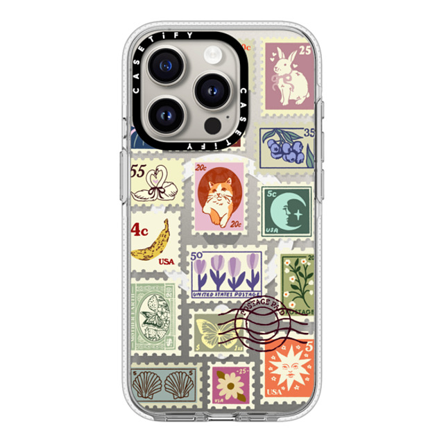 Kira Cyan x CASETiFY iPhone 15 Pro ケース クリア クリア ケース MagSafe対応 Stamp Collection