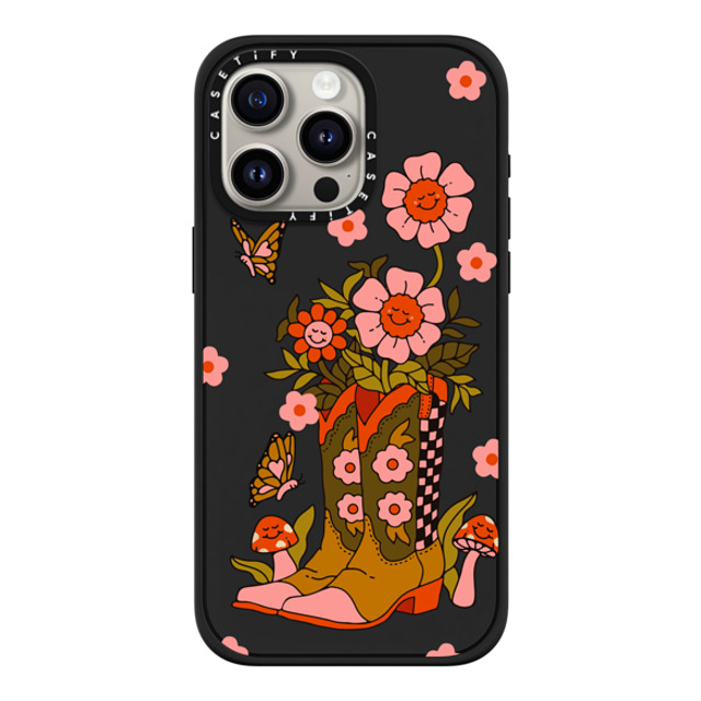 Kira Cyan x CASETiFY iPhone 15 Pro Max ケース マットブラック インパクトケース MagSafe対応 Cowgirl Florals