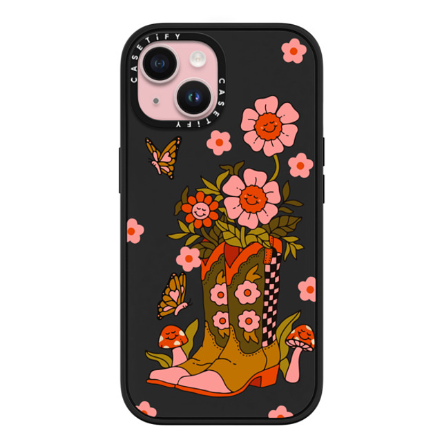 Kira Cyan x CASETiFY iPhone 15 ケース マットブラック インパクトケース MagSafe対応 Cowgirl Florals