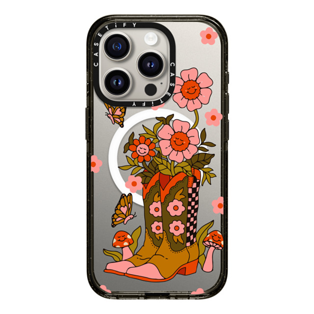 Kira Cyan x CASETiFY iPhone 15 Pro ケース ブラック インパクトケース MagSafe対応 Cowgirl Florals