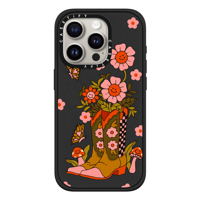 Kira Cyan x CASETiFY iPhone 15 Pro ケース マットブラック インパクトケース MagSafe対応 Cowgirl Florals