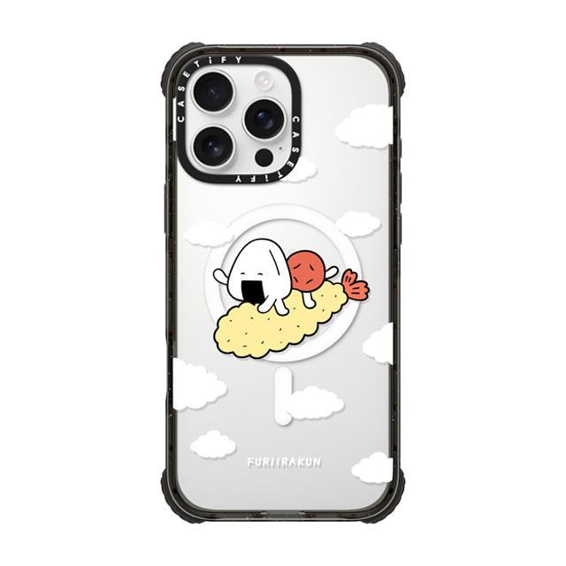 FURIIRAKUN x CASETiFY iPhone 16 Pro Max ケース Cartoon,Food ブラック ウルトラ インパクトケース MagSafe 対応 Onigiri & Umeboshi Flying Tempura by FURIIRAKUN Father's Day FURIIRAKUN x CASETiFY iPhone 16 Pro Max ケース Cartoon,Food ブラック ウルトラ インパクトケース MagSafe 対応 Onigiri & Umeboshi Flying Tempura by FURIIRAKUN Father's Day