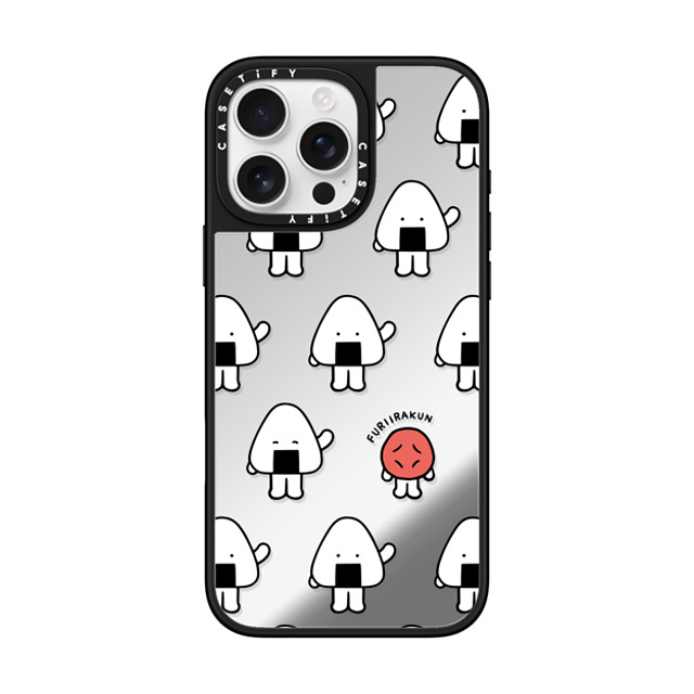 FURIIRAKUN x CASETiFY iPhone 16 Pro Max Case Sticker,Cartoon Silver on Black ミラーケース MagSafe対応 Onigiri & Umeboshi Monogram by FURIIRAKUN Back to School FURIIRAKUN x CASETiFY iPhone 16 Pro Max Case Sticker,Cartoon Silver on Black ミラーケース MagSafe対応 Onigiri & Umeboshi Monogram by FURIIRAKUN Back to School