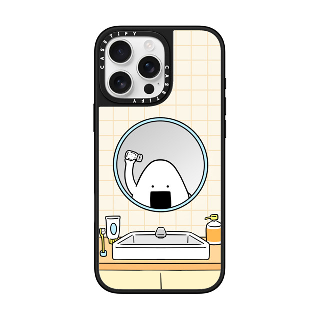 FURIIRAKUN x CASETiFY iPhone 16 Pro Max ケース Cartoon,Food Silver on Black ミラーケース MagSafe対応 Onigiri morning routine by FURIIRAKUN Father's Day FURIIRAKUN x CASETiFY iPhone 16 Pro Max ケース Cartoon,Food Silver on Black ミラーケース MagSafe対応 Onigiri morning routine by FURIIRAKUN Father's Day