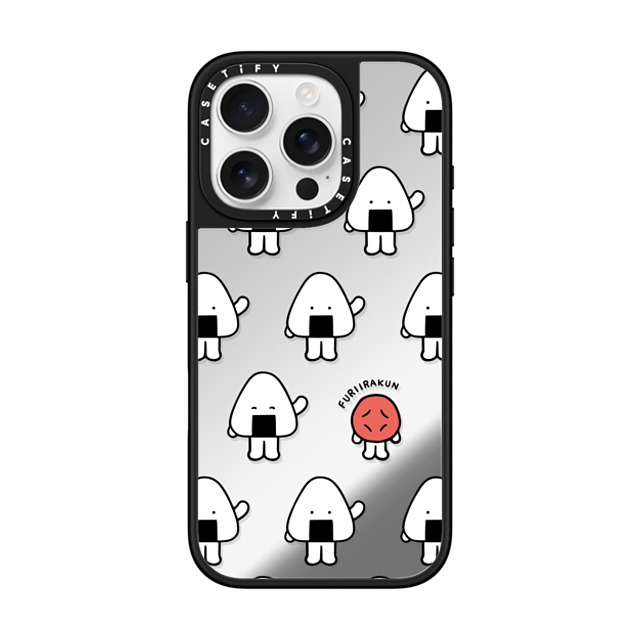 FURIIRAKUN x CASETiFY iPhone 16 Pro Case Sticker,Cartoon Silver on Black ミラーケース MagSafe対応 Onigiri & Umeboshi Monogram by FURIIRAKUN Back to School FURIIRAKUN x CASETiFY iPhone 16 Pro Case Sticker,Cartoon Silver on Black ミラーケース MagSafe対応 Onigiri & Umeboshi Monogram by FURIIRAKUN Back to School
