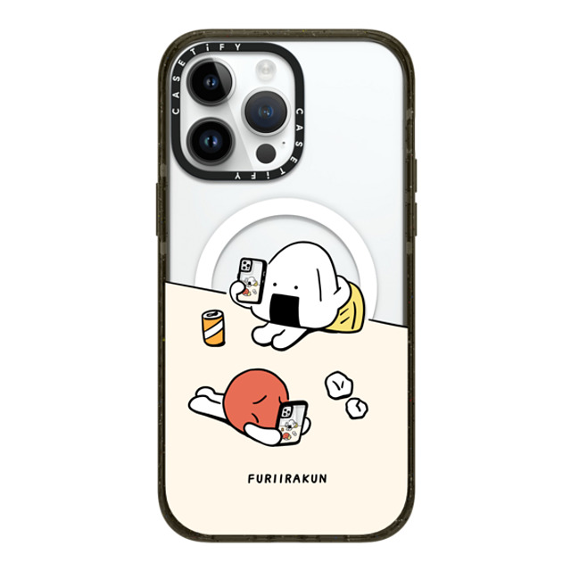 FURIIRAKUN x CASETiFY iPhone 14 Pro Max ケース ブラック インパクトケース MagSafe対応 Onigiri & Umeboshi Matching smartphone case by FURIIRAKUN