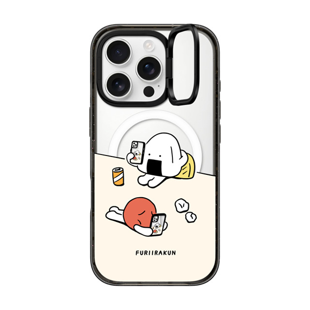 FURIIRAKUN x CASETiFY iPhone 16 Pro ケース ブラック インパクトリングスタンドケース MagSafe対応 Onigiri & Umeboshi Matching smartphone case by FURIIRAKUN