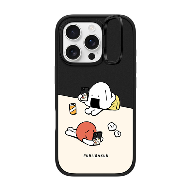 FURIIRAKUN x CASETiFY iPhone 16 Pro ケース マットブラック インパクトリングスタンドケース MagSafe対応 Onigiri & Umeboshi Matching smartphone case by FURIIRAKUN