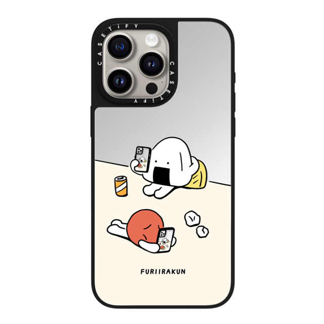 FURIIRAKUN x CASETiFY iPhone 15 Pro Max ケース Silver on Black ミラーケース MagSafe対応 Onigiri & Umeboshi Matching smartphone case by FURIIRAKUN