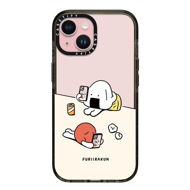 FURIIRAKUN x CASETiFY iPhone 15 ケース ブラック インパクトケース Onigiri & Umeboshi Matching smartphone case by FURIIRAKUN