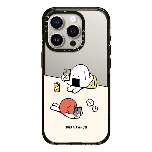 FURIIRAKUN x CASETiFY iPhone 15 Pro ケース ブラック インパクトケース Onigiri & Umeboshi Matching smartphone case by FURIIRAKUN