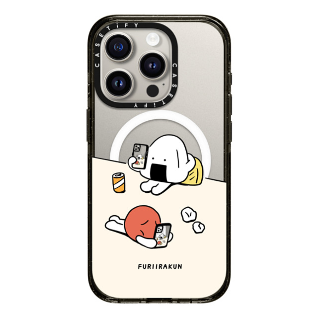 FURIIRAKUN x CASETiFY iPhone 15 Pro ケース ブラック インパクトケース MagSafe対応 Onigiri & Umeboshi Matching smartphone case by FURIIRAKUN