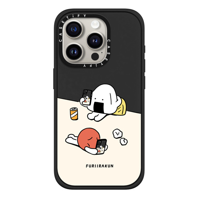 FURIIRAKUN x CASETiFY iPhone 15 Pro ケース マットブラック インパクトケース MagSafe対応 Onigiri & Umeboshi Matching smartphone case by FURIIRAKUN