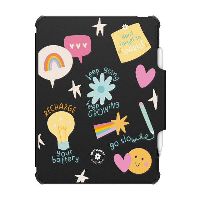 Laura Jane Illustrations x CASETiFY iPad Pro 11-inch (第3/4世代) Floral,Heart Black インパクト フォリオ ケース Recharge by Laura Jane Illustrations Back to School Laura Jane Illustrations x CASETiFY iPad Pro 11-inch (第3/4世代) Floral,Heart Black インパクト フォリオ ケース Recharge by Laura Jane Illustrations Back to School
