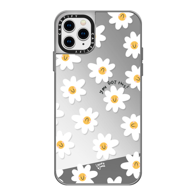 Laura Jane Illustrations x CASETiFY iPhone 11 Pro Max Case シルバー (シルバーバンパー) ミラーケース Daisies by Laura Jane Illustrations Laura Jane Illustrations x CASETiFY iPhone 11 Pro Max Case シルバー (シルバーバンパー) ミラーケース Daisies by Laura Jane Illustrations