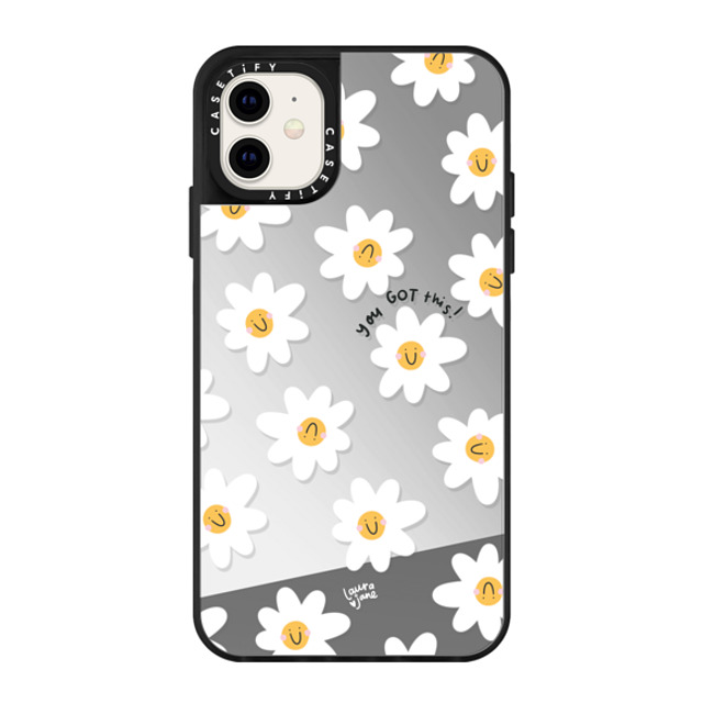 Laura Jane Illustrations x CASETiFY iPhone 11 ケース Floral,Rainbow Silver on Black ミラーケース Daisies by Laura Jane Illustrations Mother's Day Laura Jane Illustrations x CASETiFY iPhone 11 ケース Floral,Rainbow Silver on Black ミラーケース Daisies by Laura Jane Illustrations Mother's Day