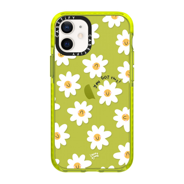 Laura Jane Illustrations x CASETiFY iPhone 12 mini ケース ネオン イエロー インパクトケース Daisies by Laura Jane Illustrations