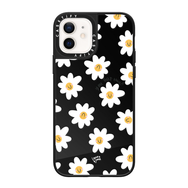 Laura Jane Illustrations x CASETiFY iPhone 12 ケース Black on Black ミラーケース MagSafe対応 Daisies by Laura Jane Illustrations