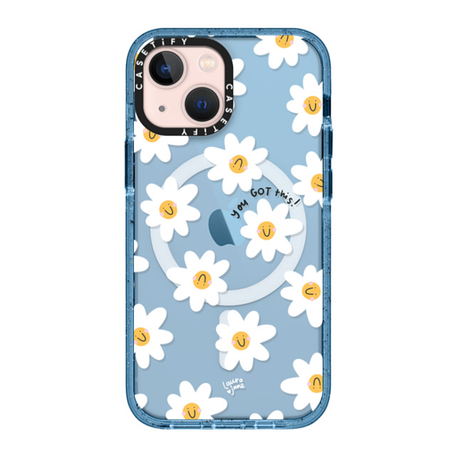 Laura Jane Illustrations x CASETiFY iPhone 13 Mini �P�[�X Summer,Floral �x�C�r�[�u���[ �C���p�N�g�P�[�X MagSafe�Ή� Daisies by Laura Jane Illustrati