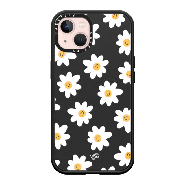 Laura Jane Illustrations x CASETiFY iPhone 13 ケース マットブラック インパクトケース MagSafe対応 Daisies by Laura Jane Illustrations