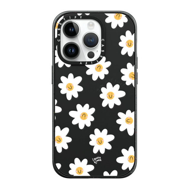 Laura Jane Illustrations x CASETiFY iPhone 14 Pro ケース マットブラック インパクトケース MagSafe対応 Daisies by Laura Jane Illustrations