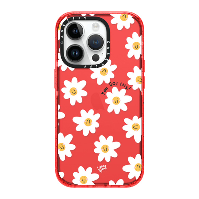 Laura Jane Illustrations x CASETiFY iPhone 14 Pro Case レッド Impact Case Daisies by Laura Jane Illustrations Laura Jane Illustrations x CASETiFY iPhone 14 Pro Case レッド Impact Case Daisies by Laura Jane Illustrations