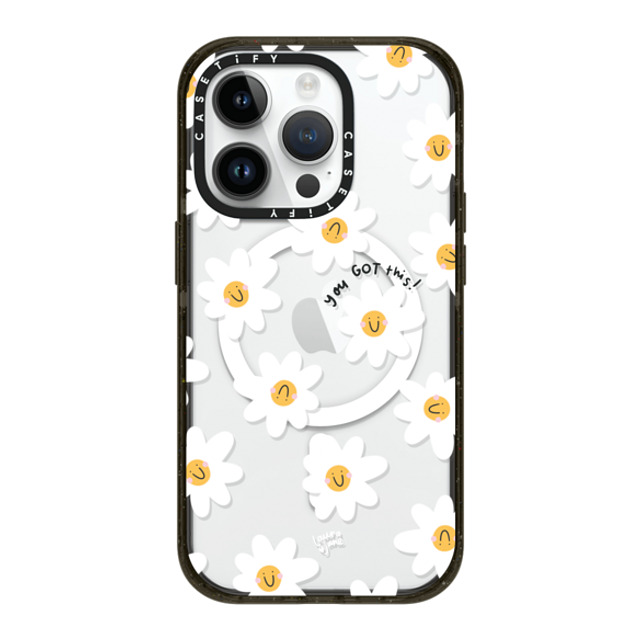 Laura Jane Illustrations x CASETiFY iPhone 14 Pro ケース ブラック インパクトケース MagSafe対応 Daisies by Laura Jane Illustrations