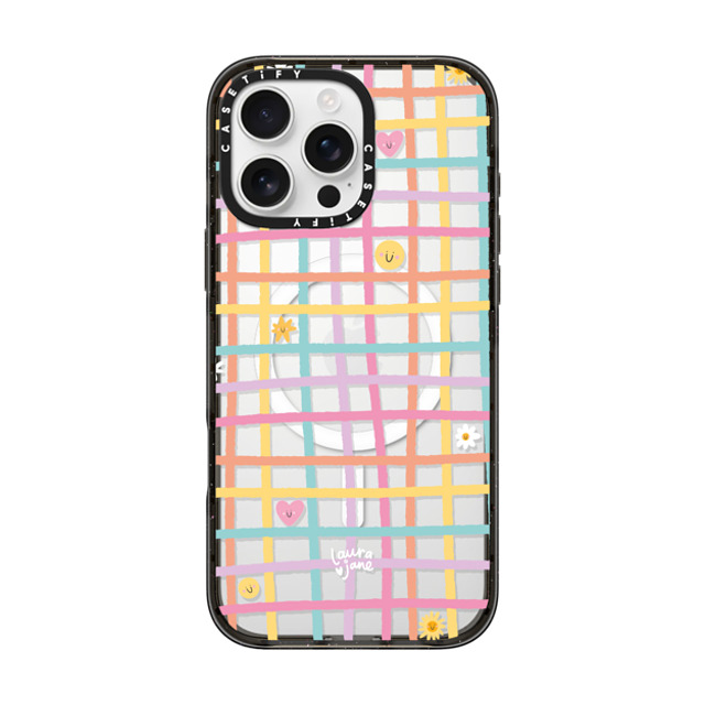 Laura Jane Illustrations x CASETiFY iPhone 16 Pro Max ケース ブラック インパクトケース MagSafe対応 Gingham by Laura Jane Illustrations