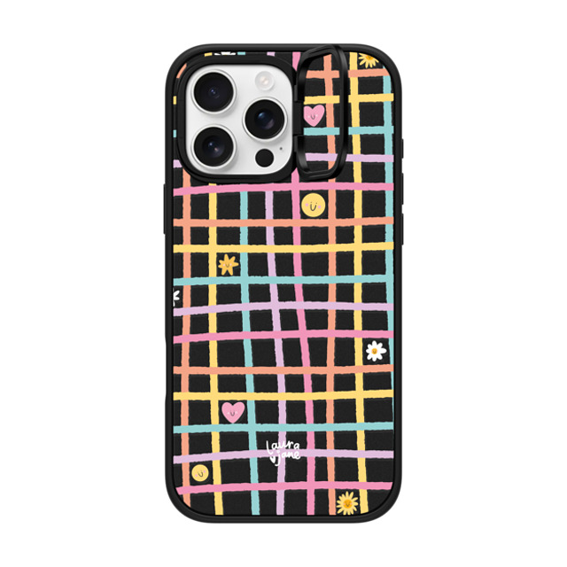 Laura Jane Illustrations x CASETiFY iPhone 16 Pro Max ケース マットブラック インパクトリングスタンドケース MagSafe対応 Gingham by Laura Jane Illustrations