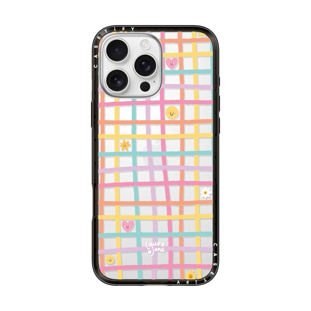 Laura Jane Illustrations x CASETiFY iPhone 16 Pro Max ケース ブラック インパクトライトケース Gingham by Laura Jane Illustrations