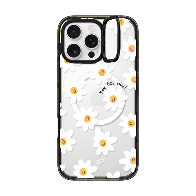 Laura Jane Illustrations x CASETiFY iPhone 16 Pro Max ケース ブラック インパクトリングスタンドケース MagSafe対応 Daisies by Laura Jane Illustrations