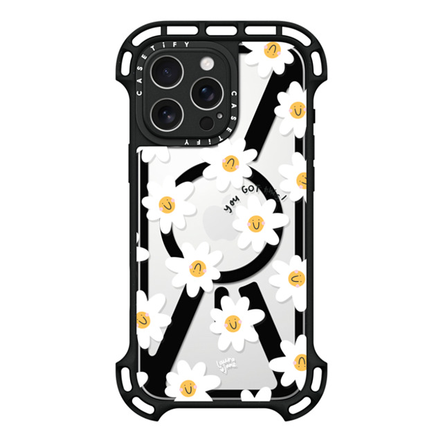 Laura Jane Illustrations x CASETiFY iPhone 16 Pro Max ケース ブラック ウルトラ バウンスケース MagSafe対応 Daisies by Laura Jane Illustrations