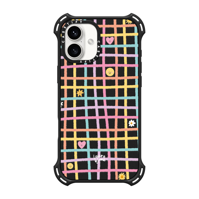 Laura Jane Illustrations x CASETiFY iPhone 16 Plus Case Matte Black バウンスケース Gingham by Laura Jane Illustrations Laura Jane Illustrations x CASETiFY iPhone 16 Plus Case Matte Black バウンスケース Gingham by Laura Jane Illustrations