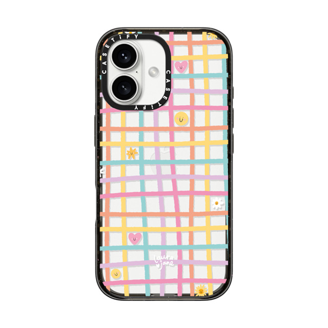 Laura Jane Illustrations x CASETiFY iPhone 16 ケース ブラック インパクトケース Gingham by Laura Jane Illustrations