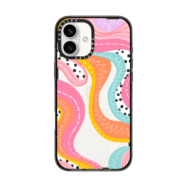 Laura Jane Illustrations x CASETiFY iPhone 16 Plus Case Black Impact Case Rainbow Doodle by Laura Jane Illustrations Laura Jane Illustrations x CASETiFY iPhone 16 Plus Case Black Impact Case Rainbow Doodle by Laura Jane Illustrations
