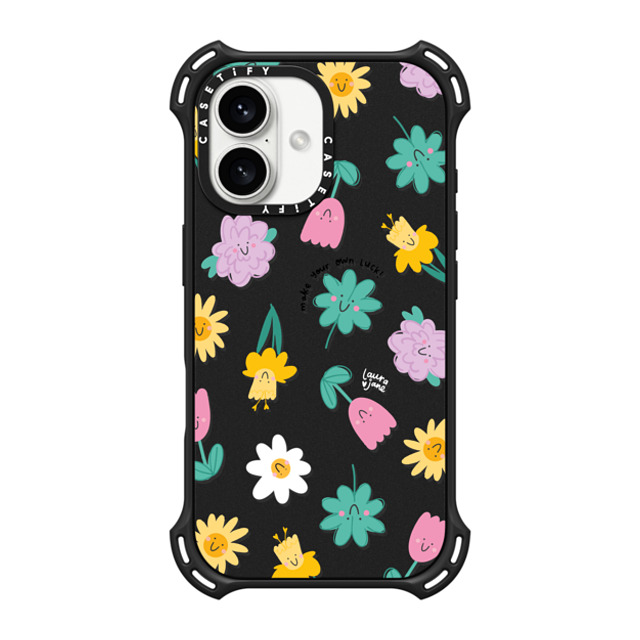 Laura Jane Illustrations x CASETiFY iPhone 16 Case Matte Black バウンスケース Happy Garden by Laura Jane Illustrations Laura Jane Illustrations x CASETiFY iPhone 16 Case Matte Black バウンスケース Happy Garden by Laura Jane Illustrations