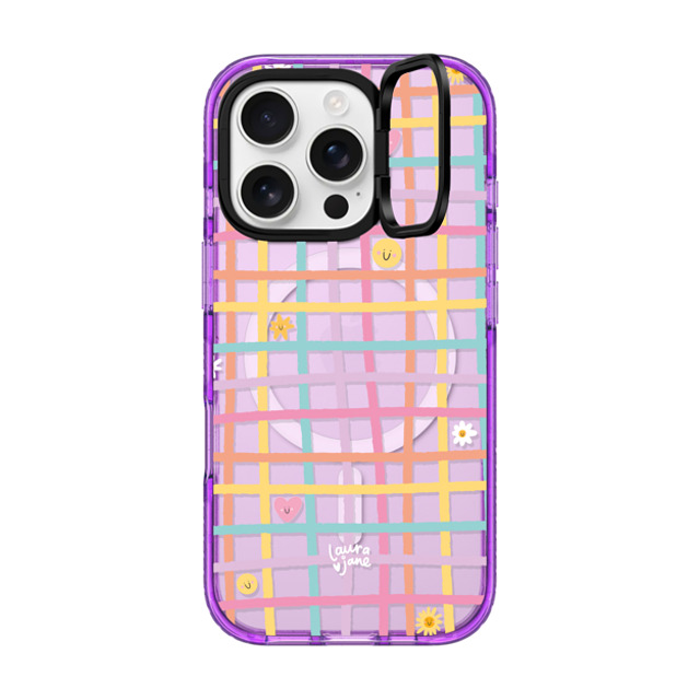 Laura Jane Illustrations x CASETiFY iPhone 16 Pro Case パープル インパクトリングスタンドケース MagSafe対応 Gingham by Laura Jane Illustrations Laura Jane Illustrations x CASETiFY iPhone 16 Pro Case パープル インパクトリングスタンドケース MagSafe対応 Gingham by Laura Jane Illustrations