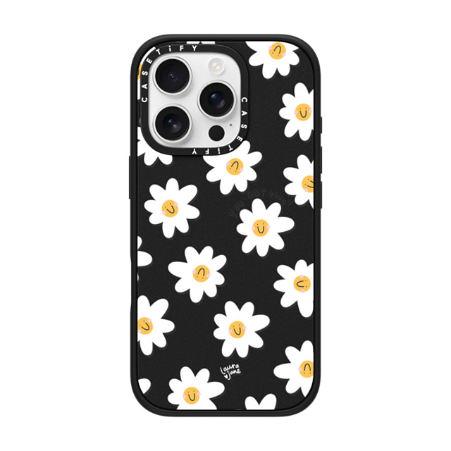 Laura Jane Illustrations x CASETiFY iPhone 16 Pro ケース マットブラック インパクトケース MagSafe対応 Daisies by Laura Jane Illustrations