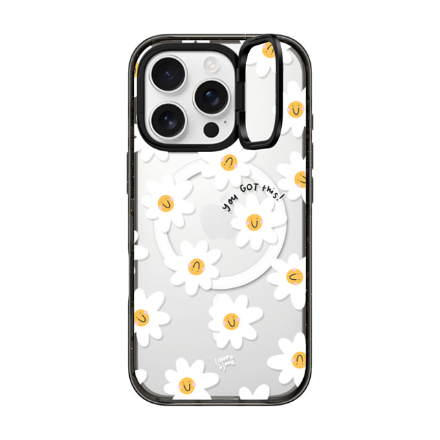 Laura Jane Illustrations x CASETiFY iPhone 16 Pro ケース ブラック インパクトリングスタンドケース MagSafe対応 Daisies by Laura Jane Illustrations