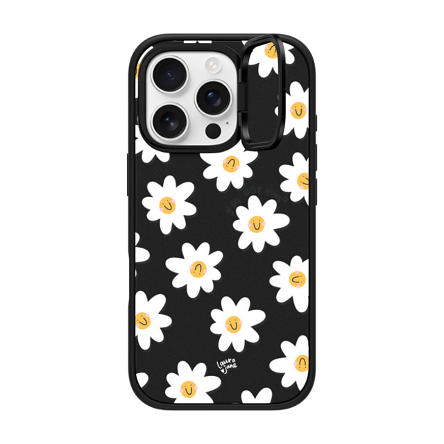 Laura Jane Illustrations x CASETiFY iPhone 16 Pro ケース マットブラック インパクトリングスタンドケース MagSafe対応 Daisies by Laura Jane Illustrations